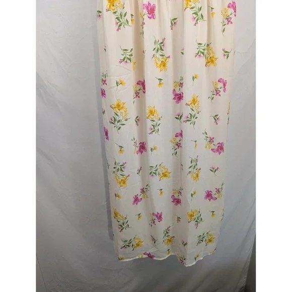 Floral Tiered Halter Maxi Dress Size XXL Pink Cream Pockets Boho Romantic Lined - Picture 4 of 11